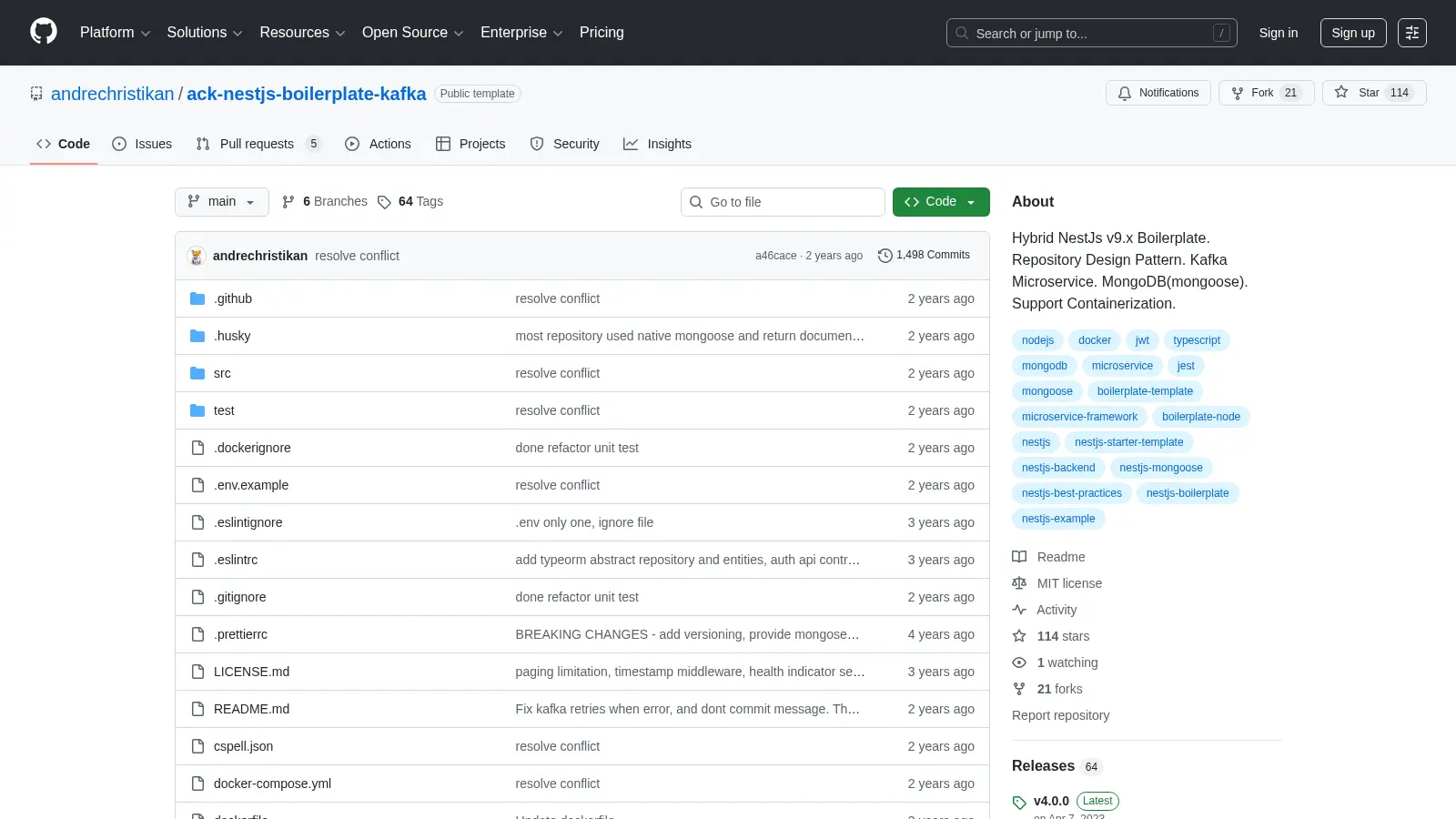 Ack Nestjs Boilerplate Kafka screenshot