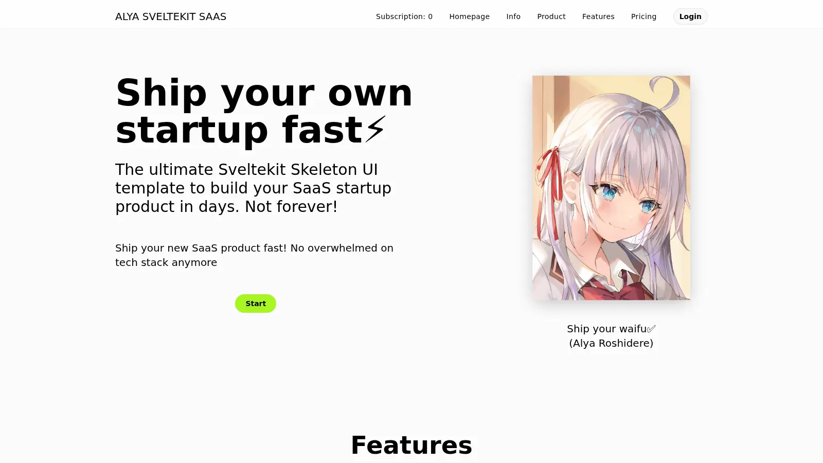Alya Sveltekit Saas screenshot