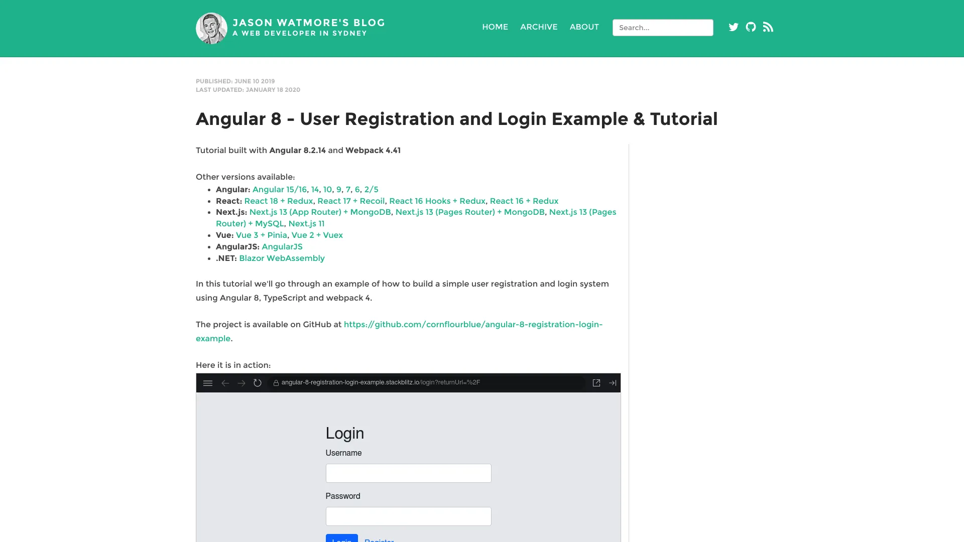 Angular 8 Registration Login Example screenshot