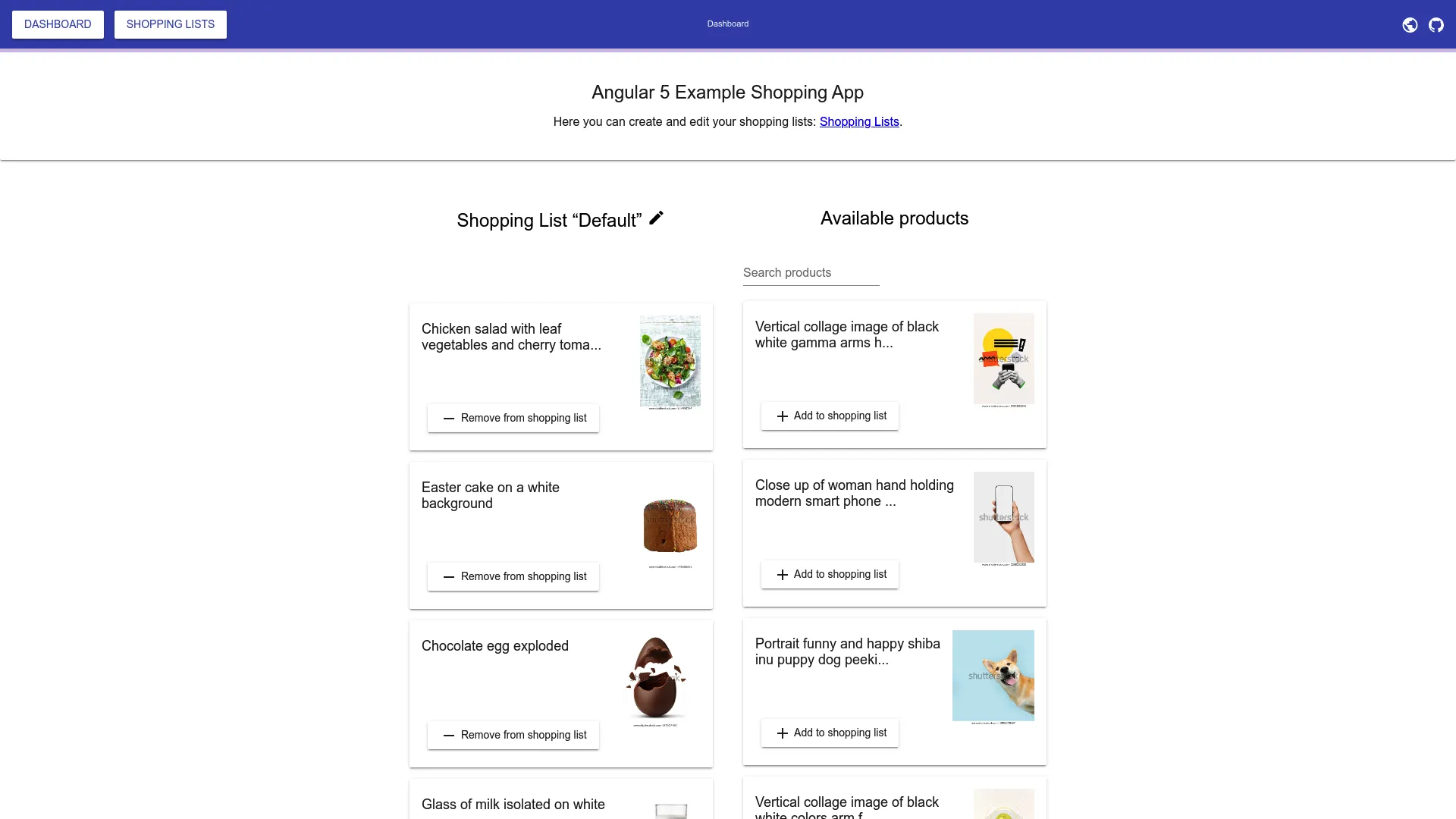Angular5 Example Shopping App screenshot