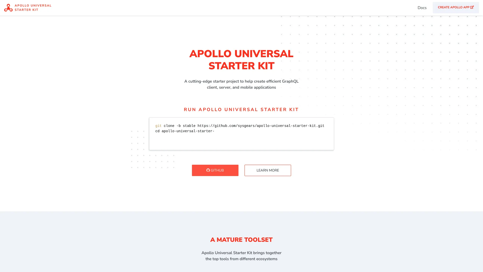 Apollo Universal Starter Kit screenshot