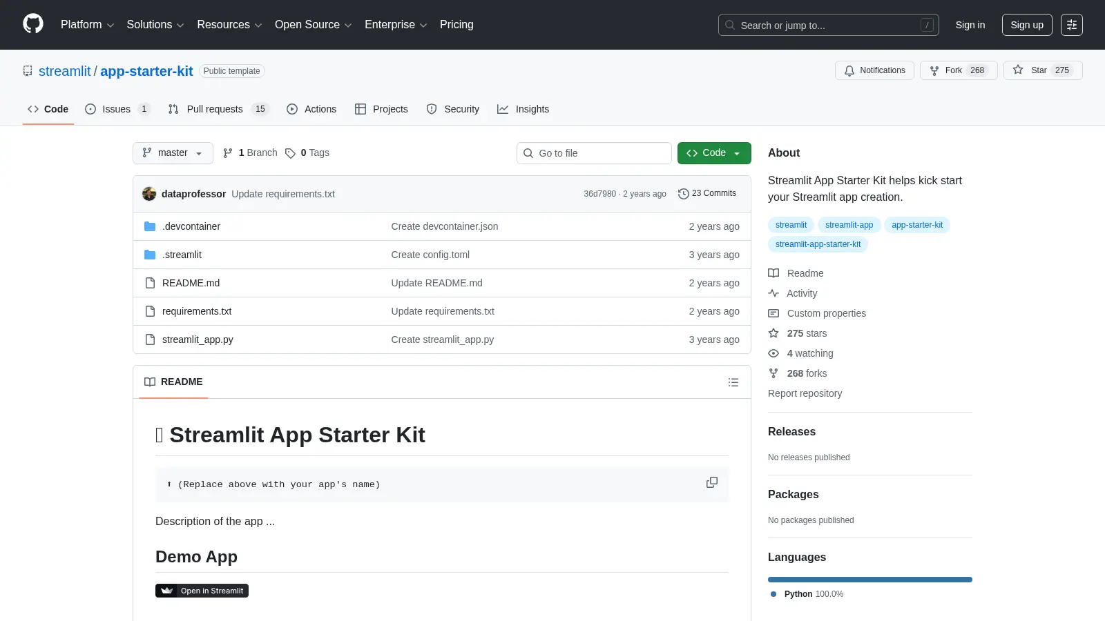 App Starter Kit screenshot