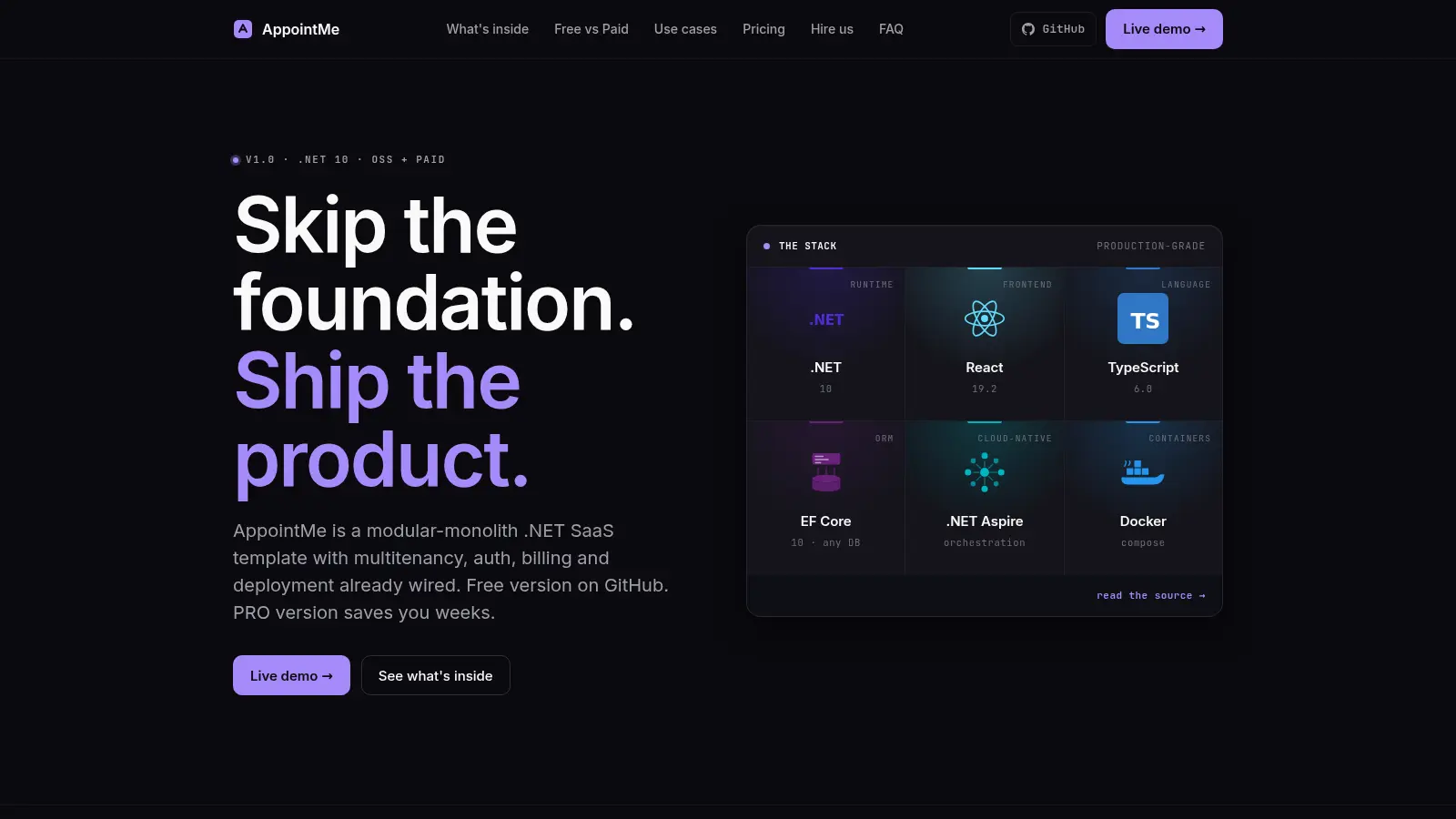 AppointMe — Modular-monolith .NET 10 SaaS template screenshot
