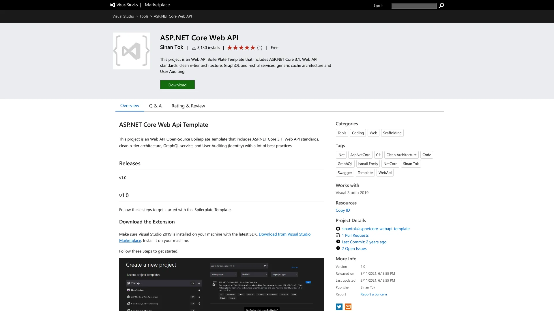 Aspnetcore Webapi Template screenshot