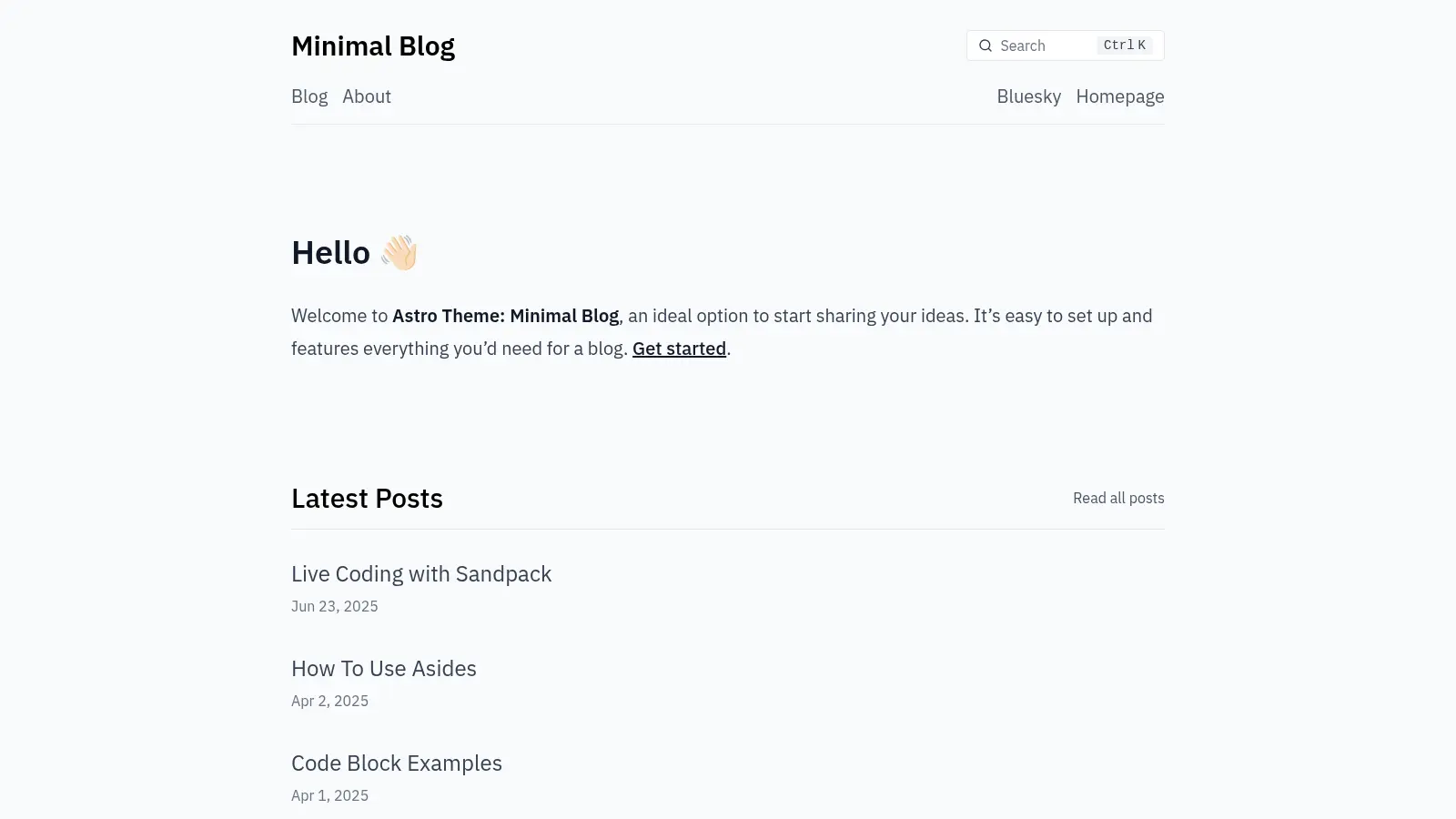 Astro Theme Minimal Blog screenshot