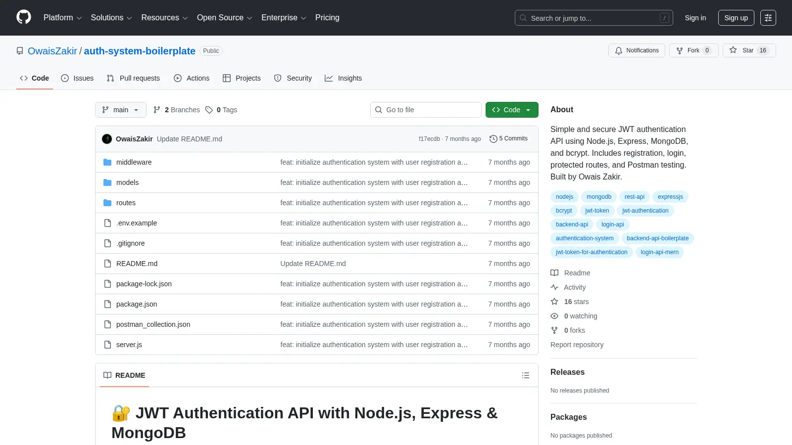 Auth System Boilerplate screenshot