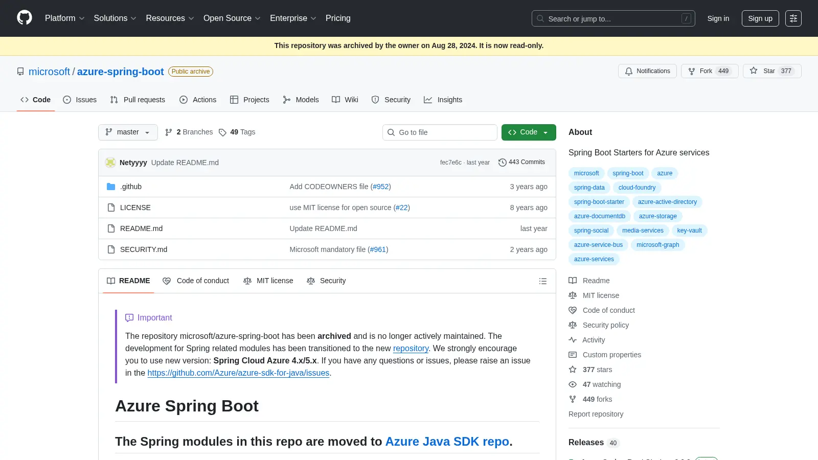 Azure Spring Boot screenshot