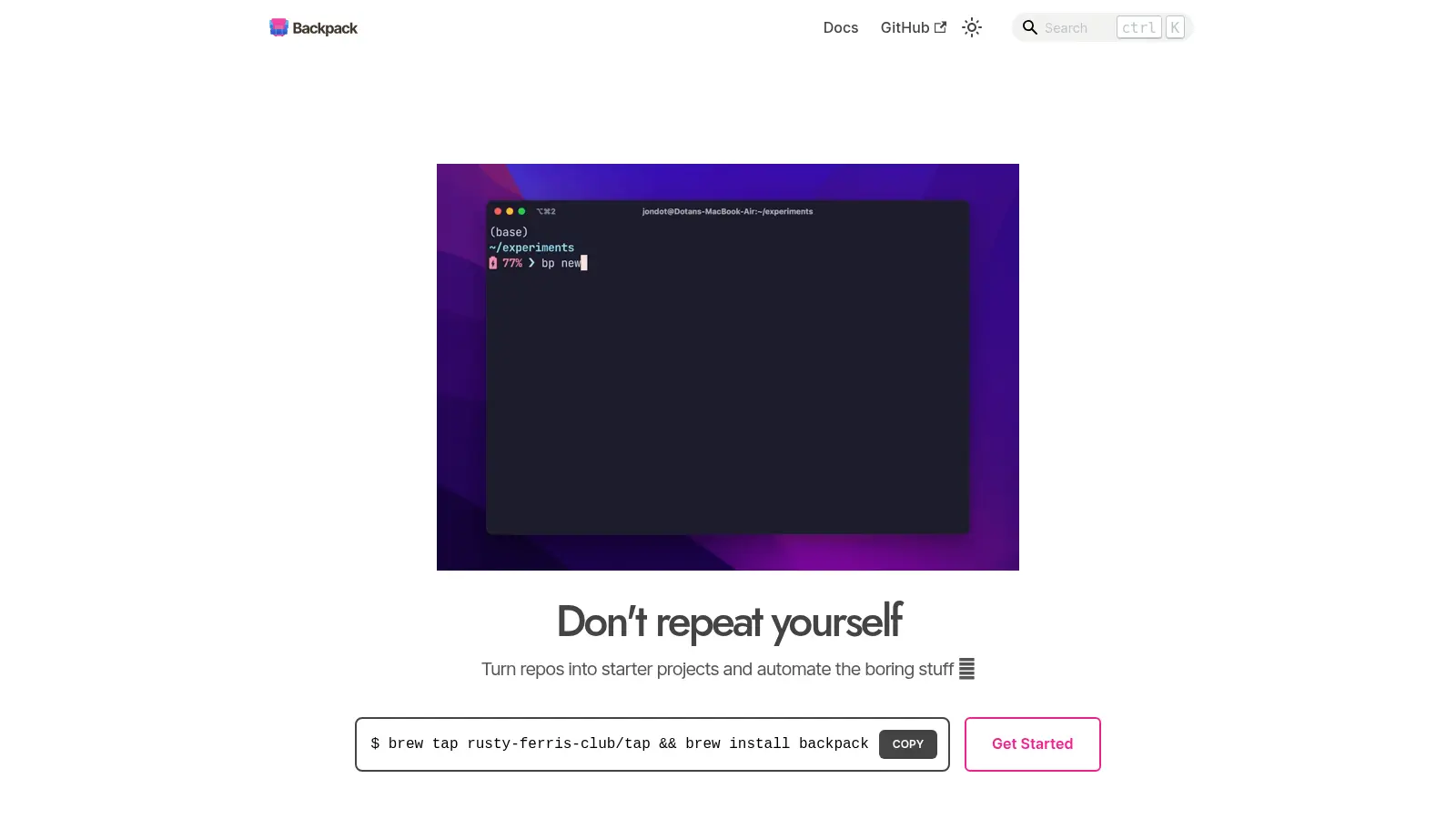 Backpack screenshot
