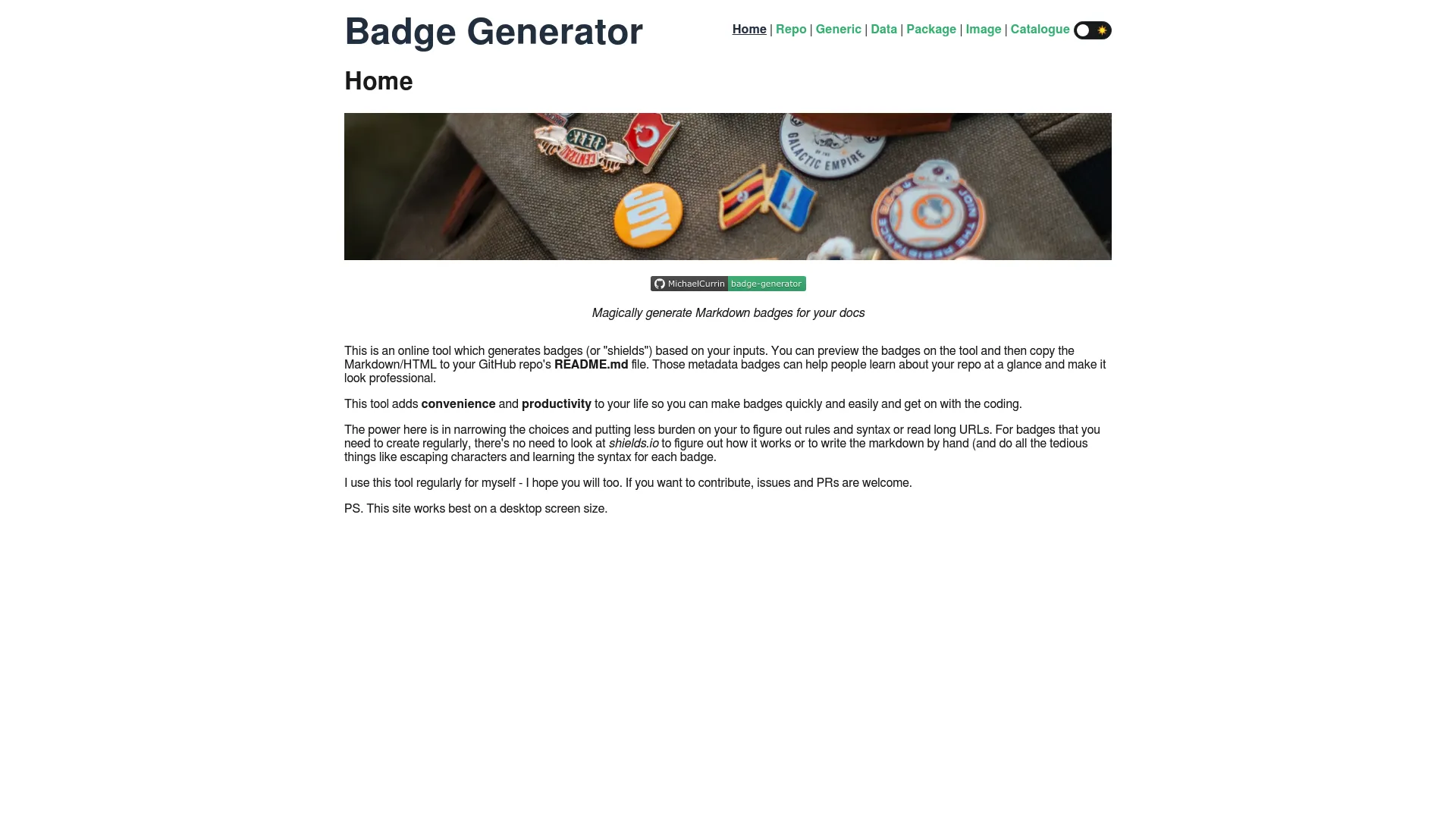 Badge Generator screenshot