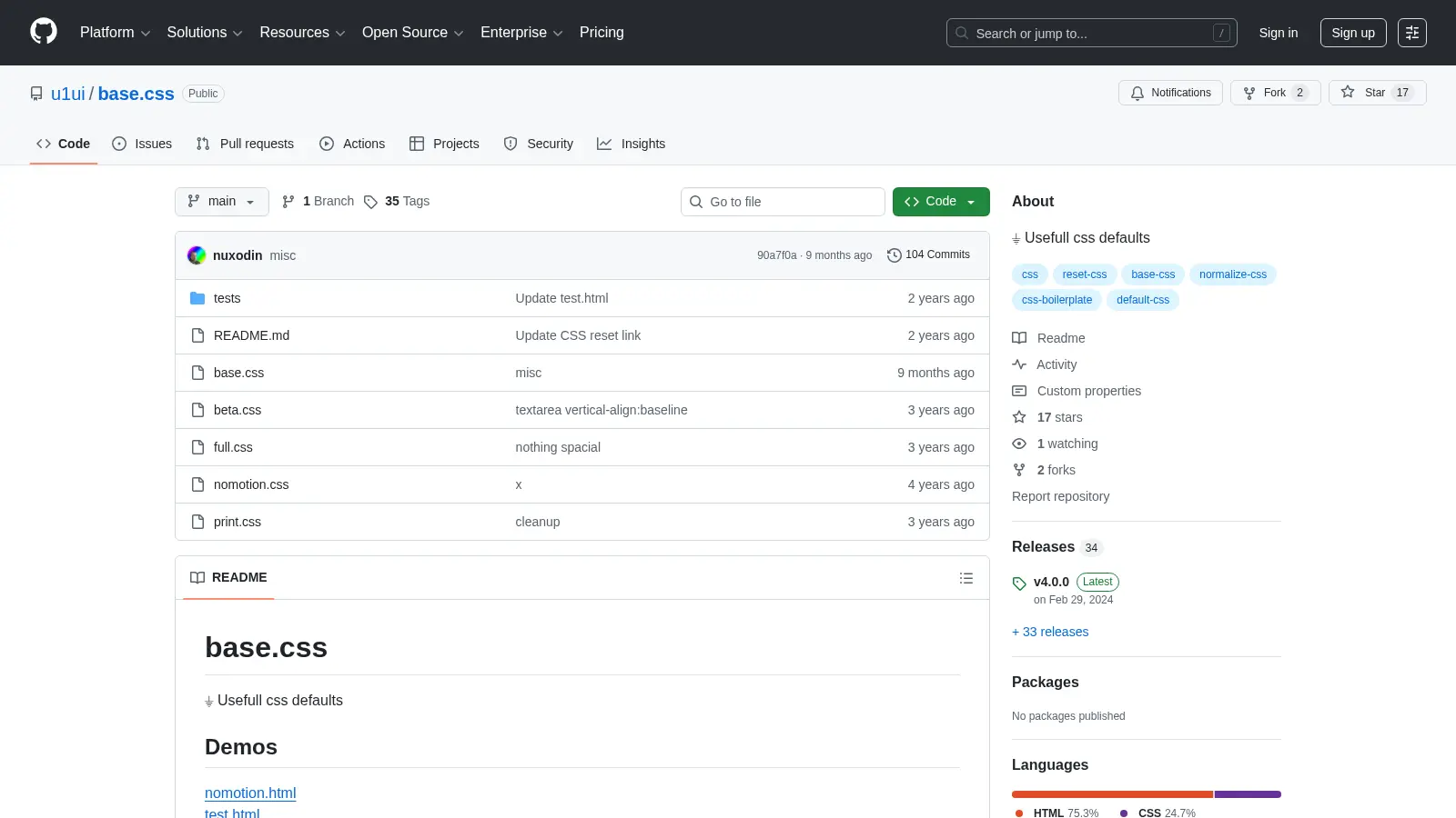 Base Css screenshot