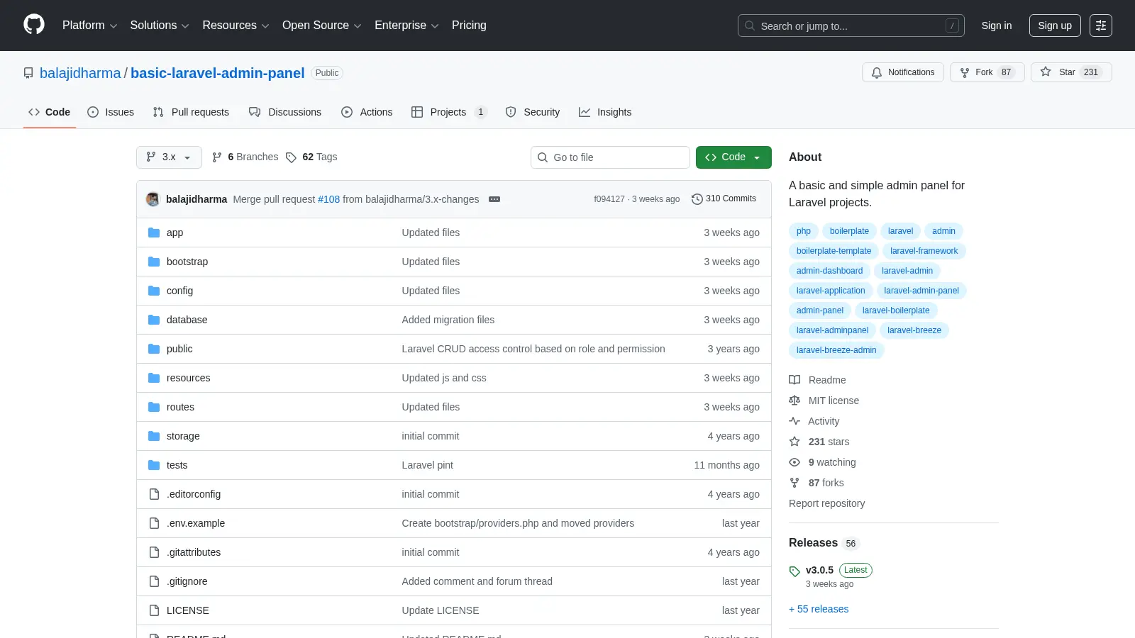 Basic Laravel Admin Panel screenshot