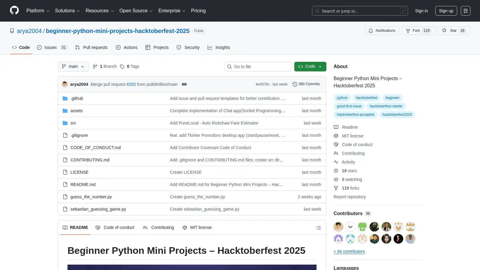 Beginner Python Mini Projects Hacktoberfest 2025 screenshot