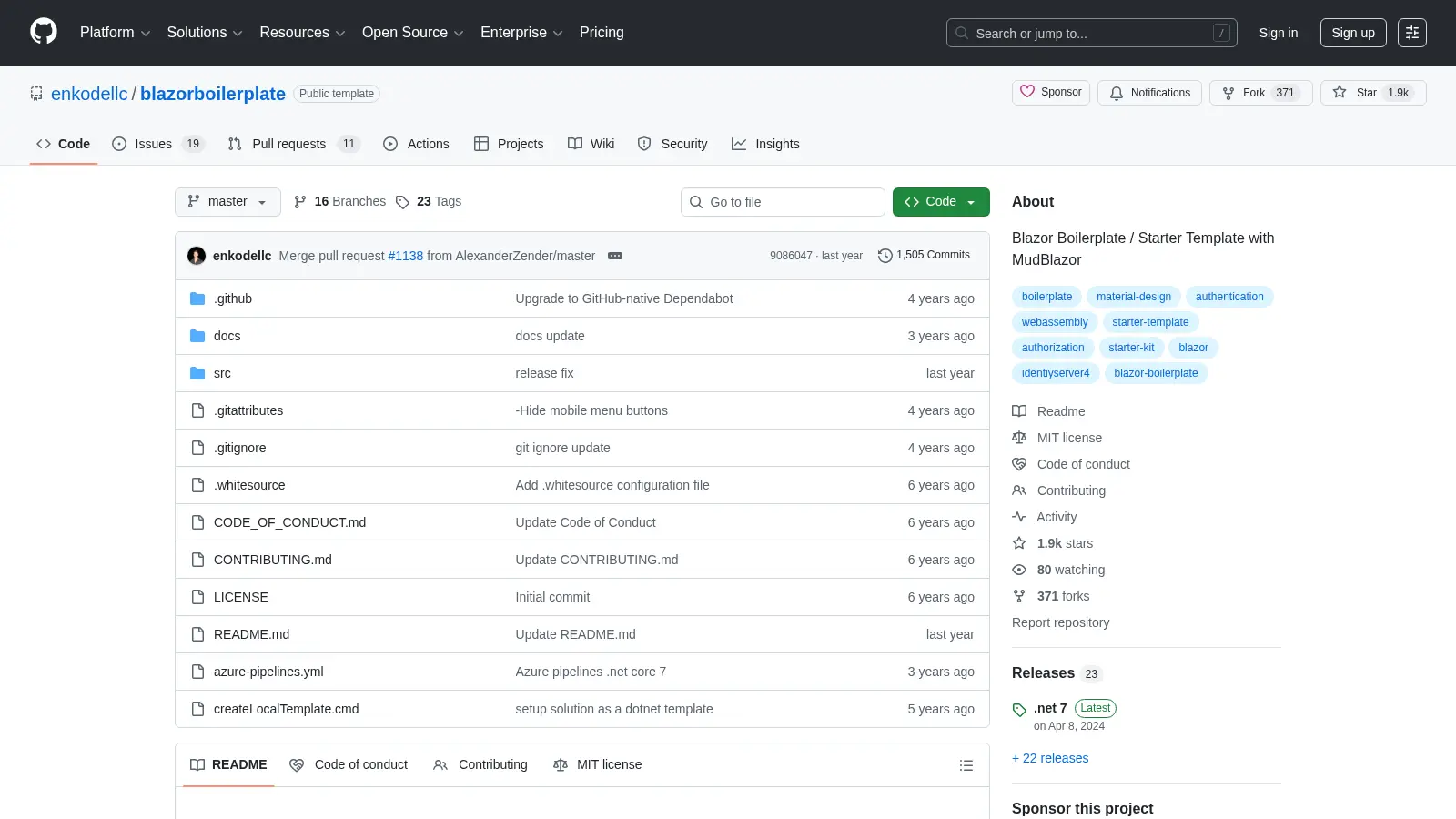 Blazorboilerplate screenshot