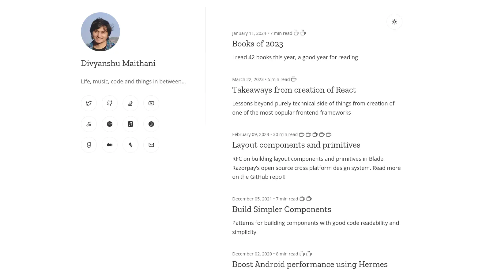 Blog screenshot