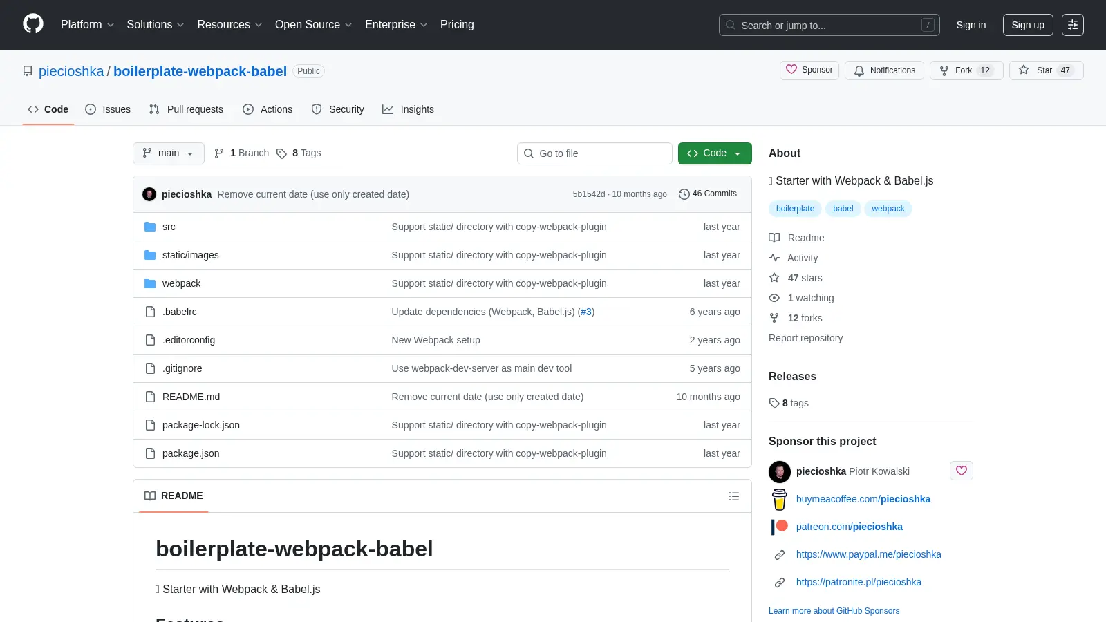 Boilerplate Webpack Babel screenshot