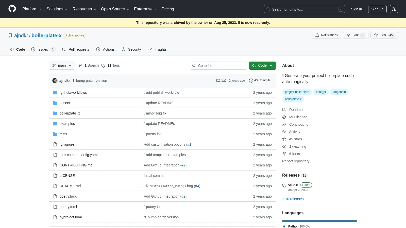 Boilerplate X screenshot