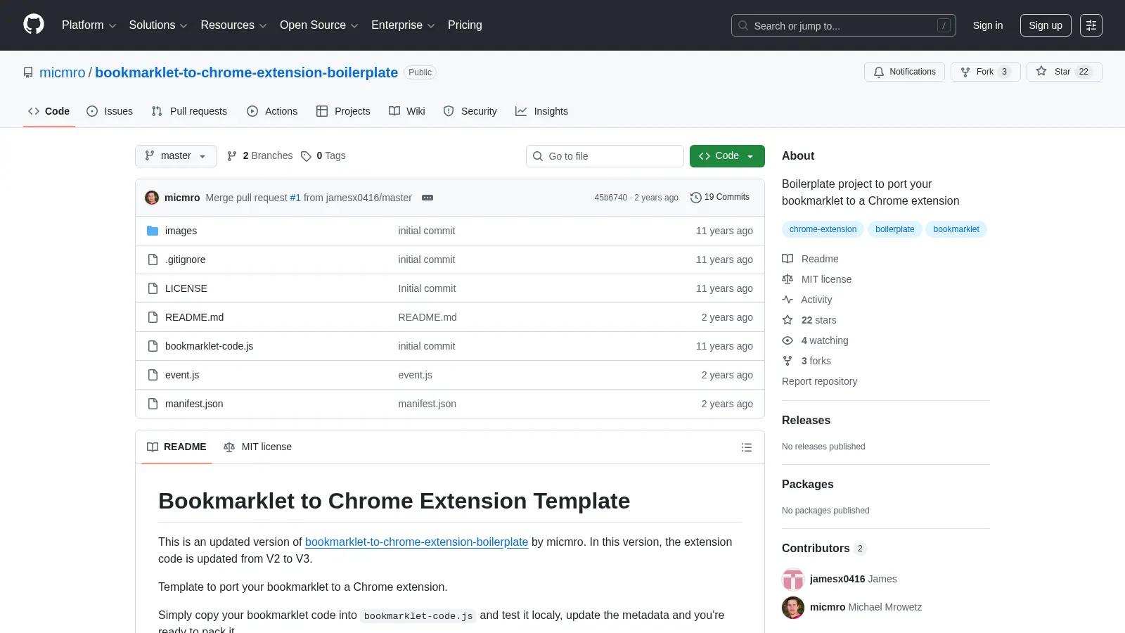 Bookmarklet To Chrome Extension Boilerplate screenshot
