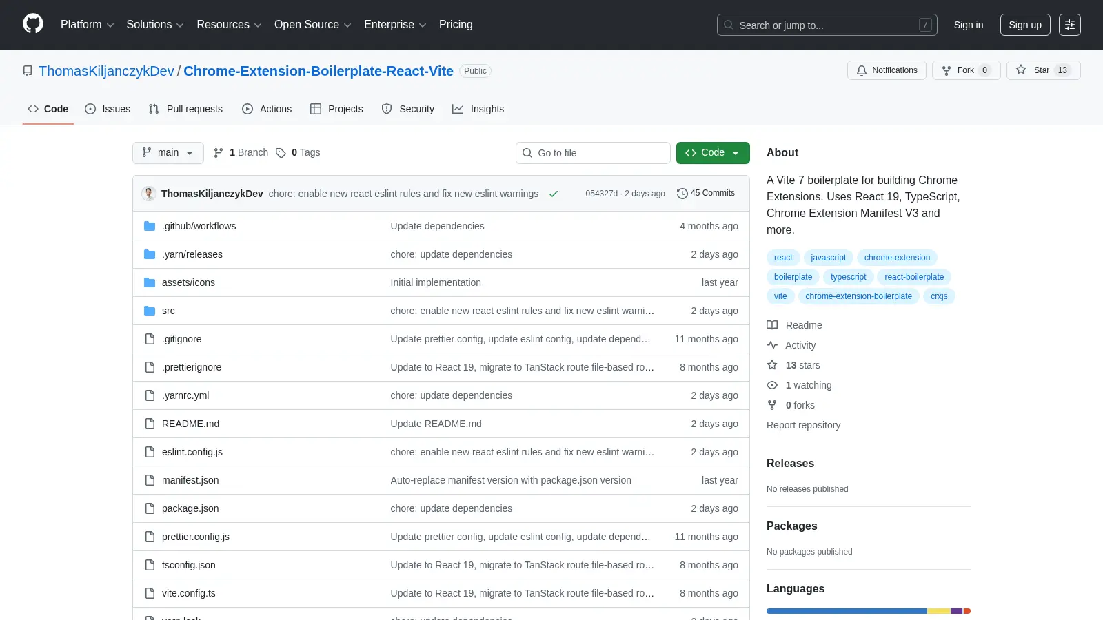 Chrome Extension Boilerplate React Vite screenshot
