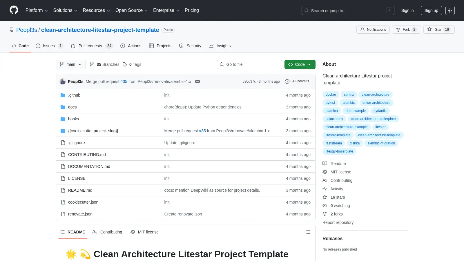 Clean Architecture Litestar Project Template screenshot