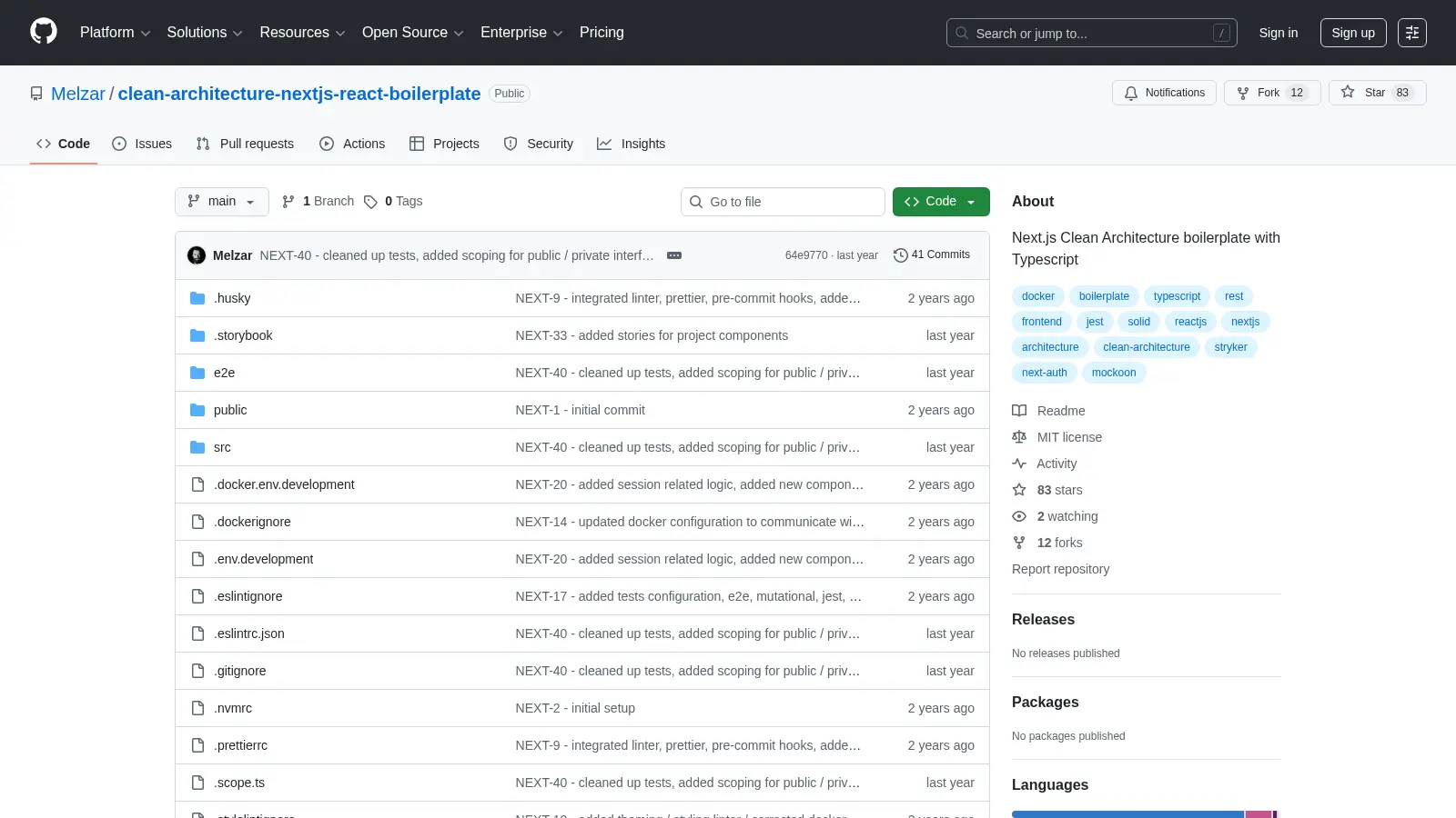 Clean Architecture Nextjs React Boilerplate screenshot
