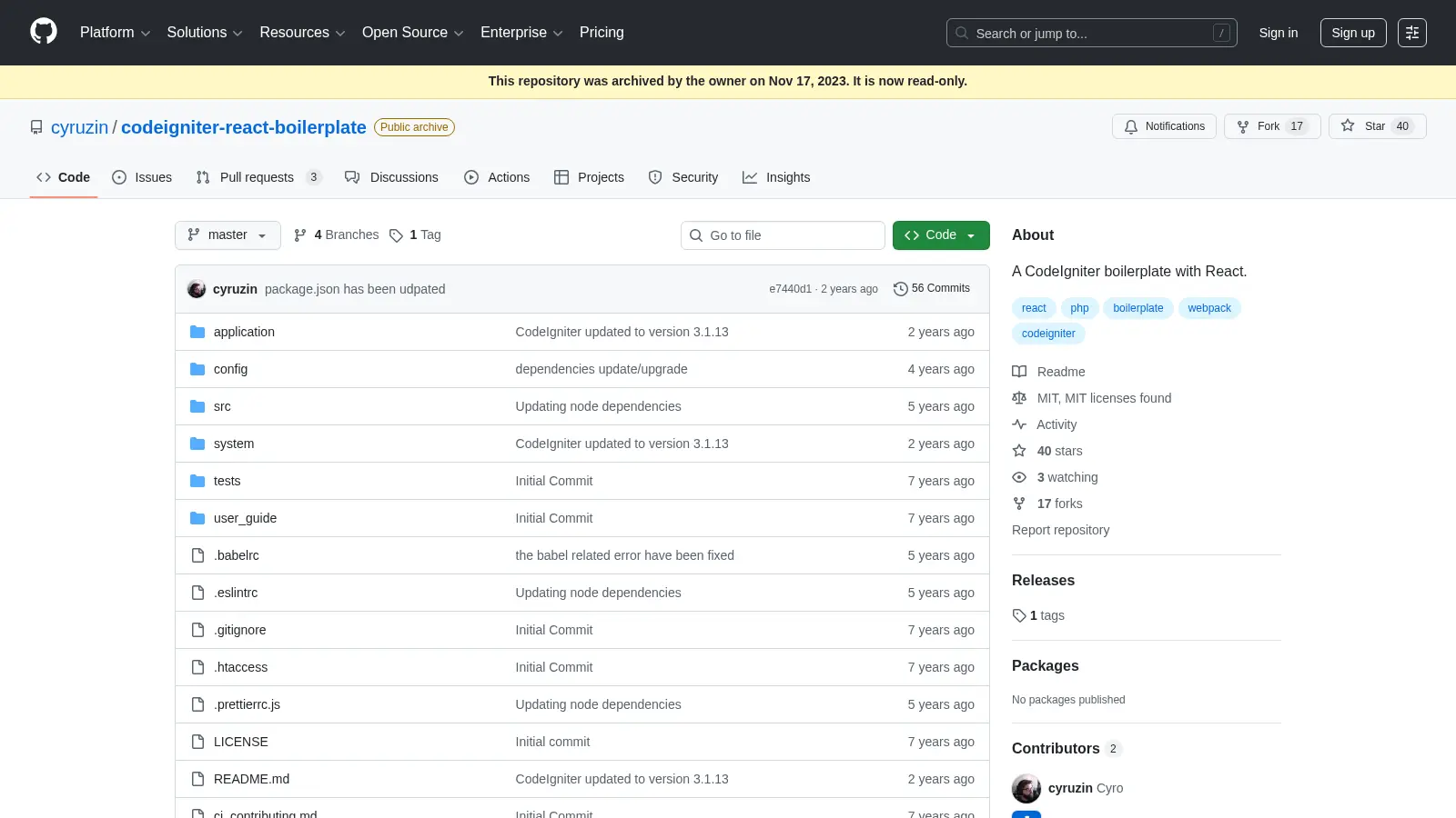 Codeigniter React Boilerplate screenshot