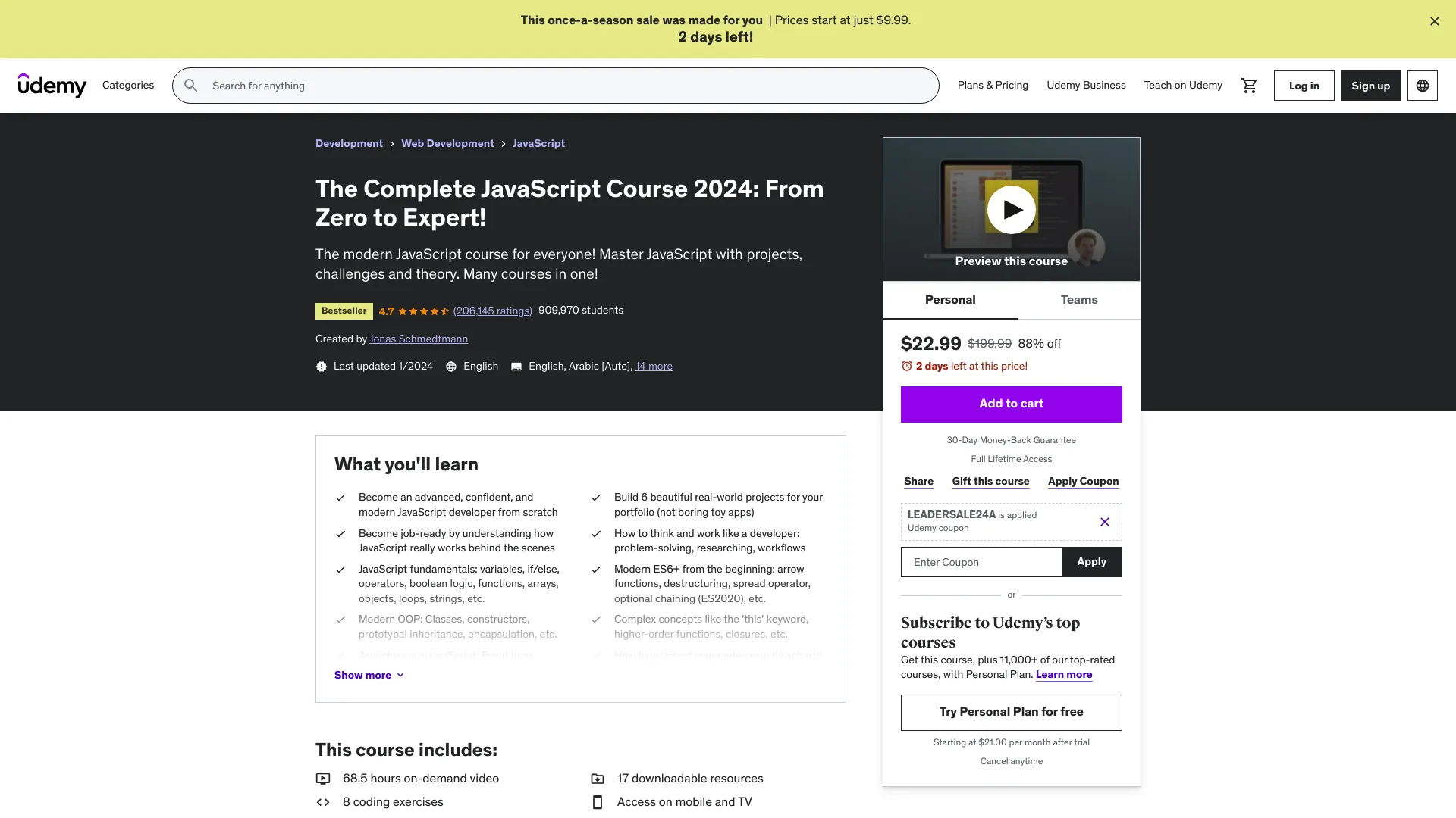 Complete Javascript Course screenshot
