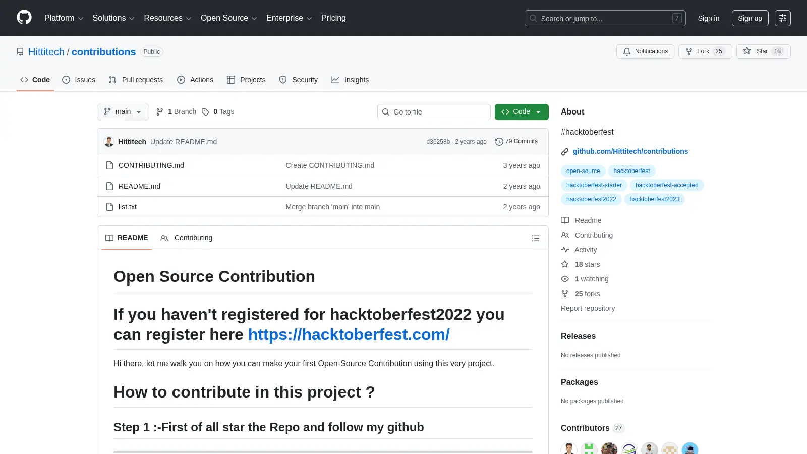 Contributions screenshot