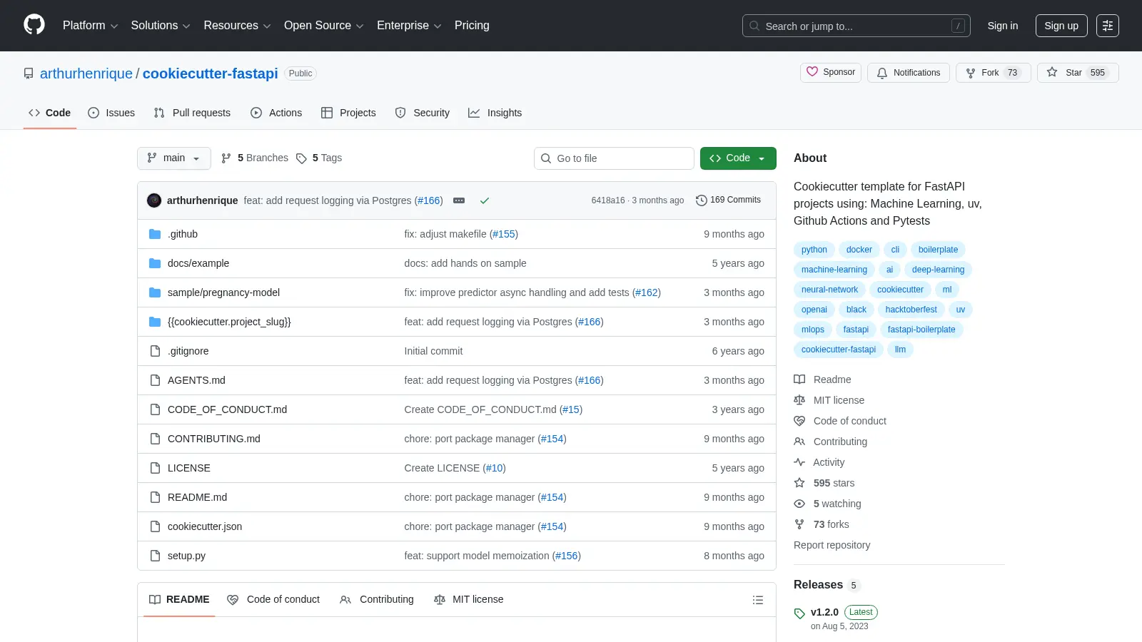 Cookiecutter Fastapi screenshot