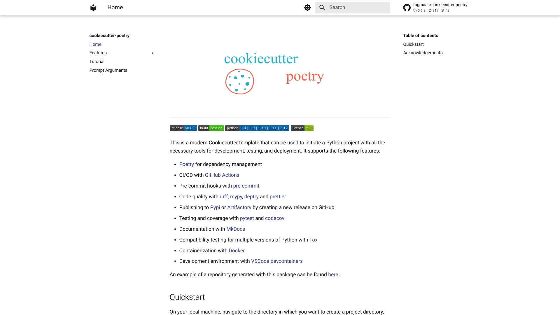 Cookiecutter Poetry screenshot