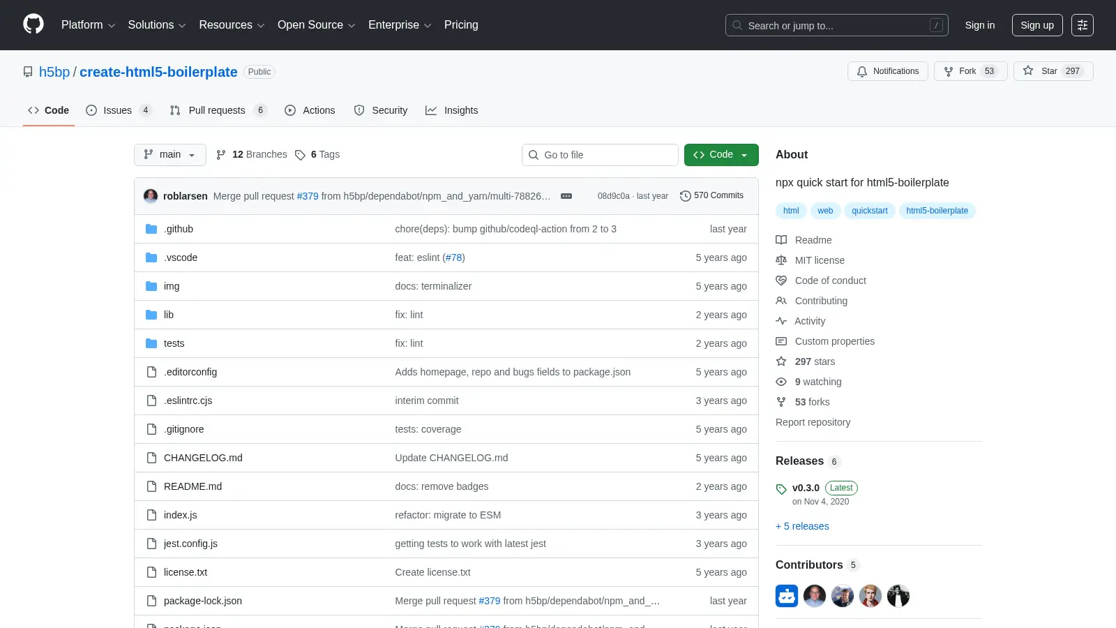 Create Html5 Boilerplate screenshot