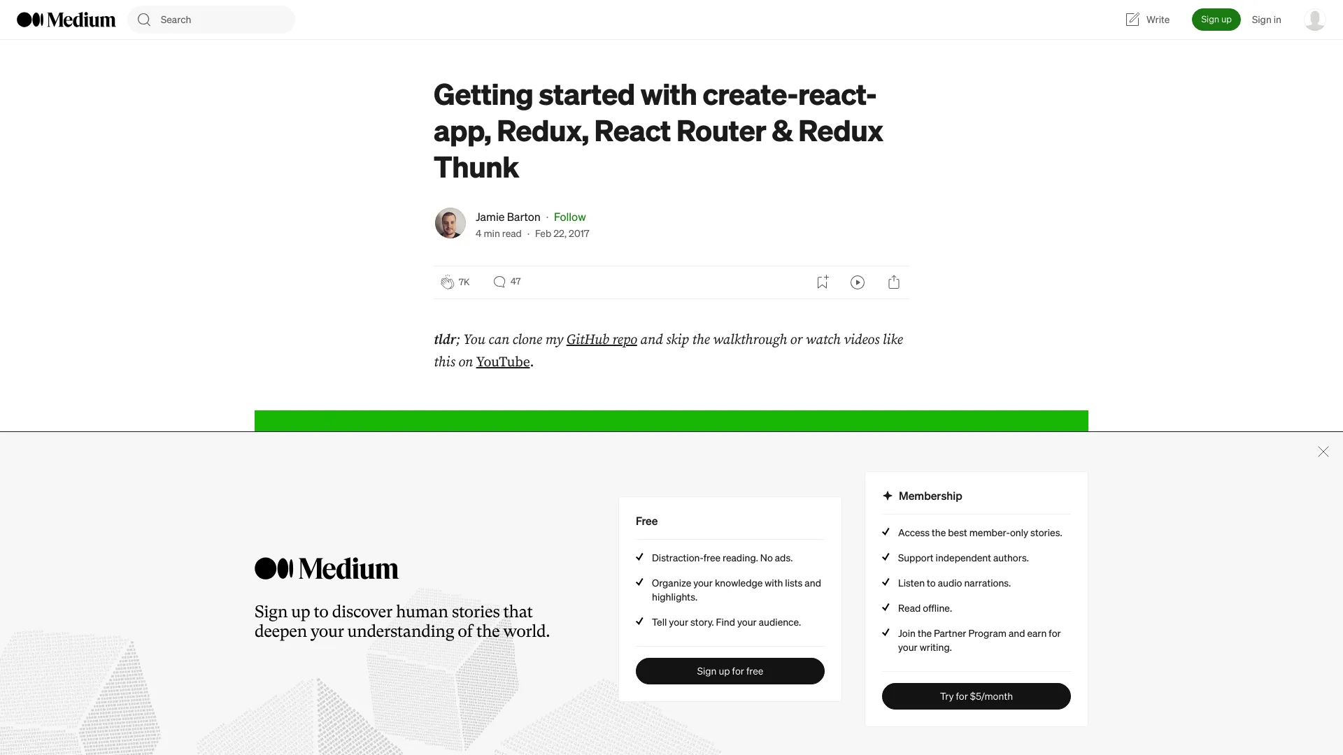 Create React App Redux screenshot
