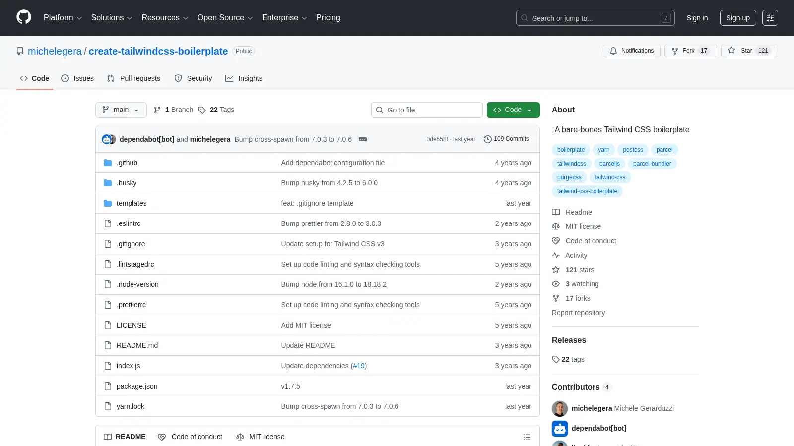 Create Tailwindcss Boilerplate screenshot