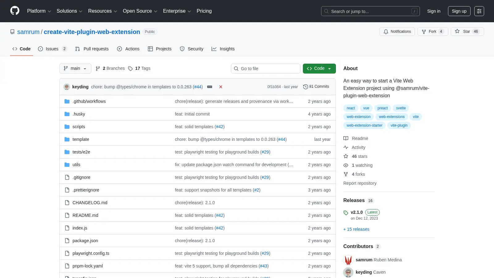 Create Vite Plugin Web Extension screenshot