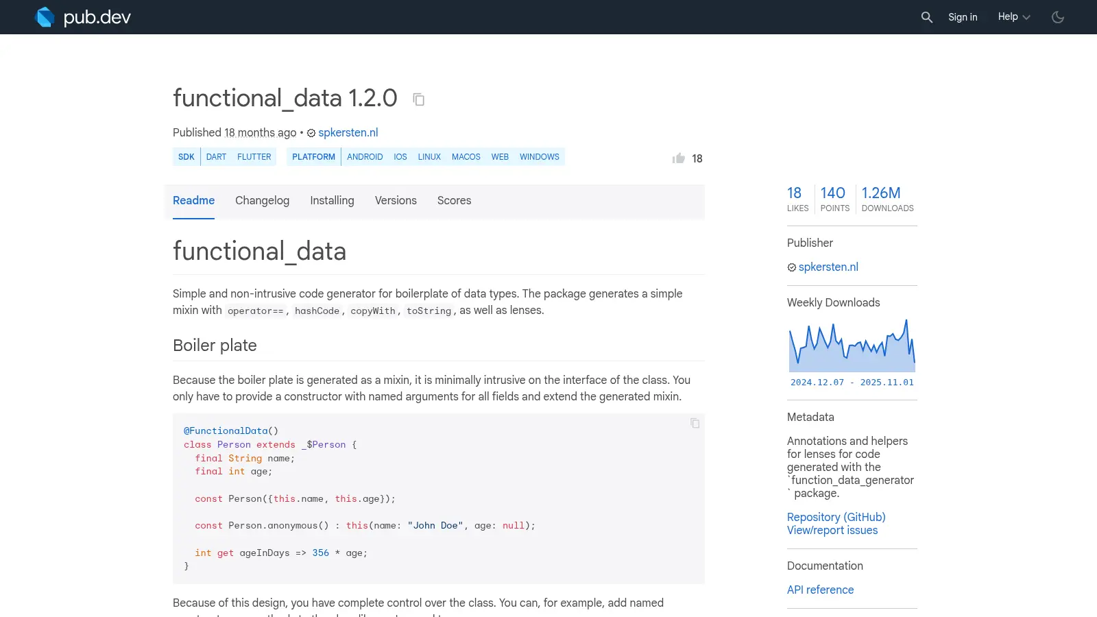 Dart Functional Data screenshot