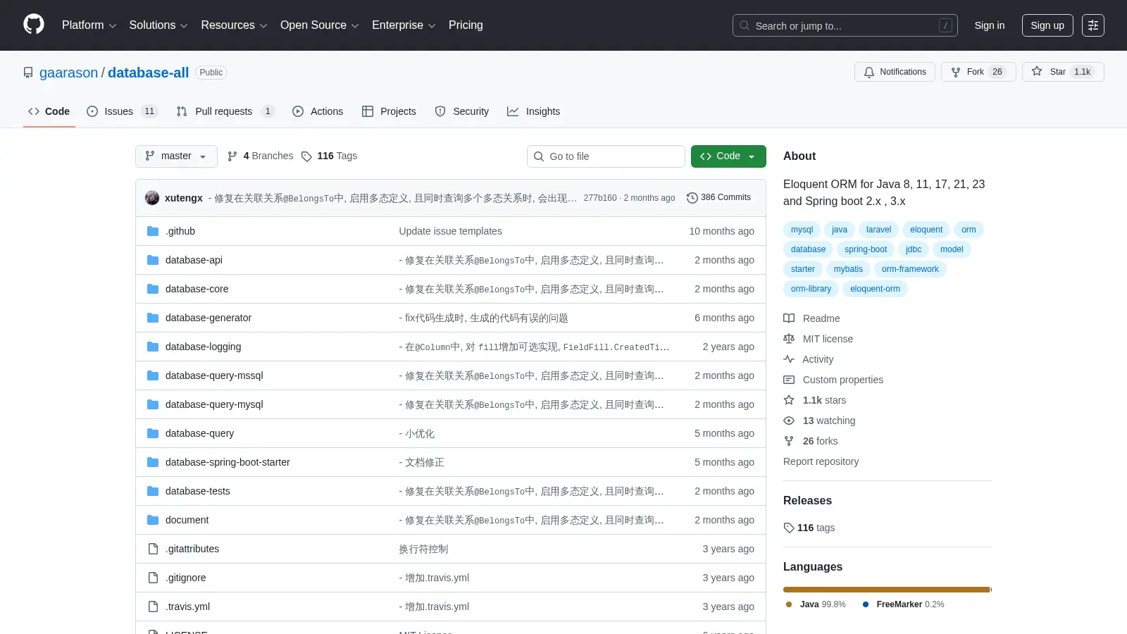 Database All screenshot