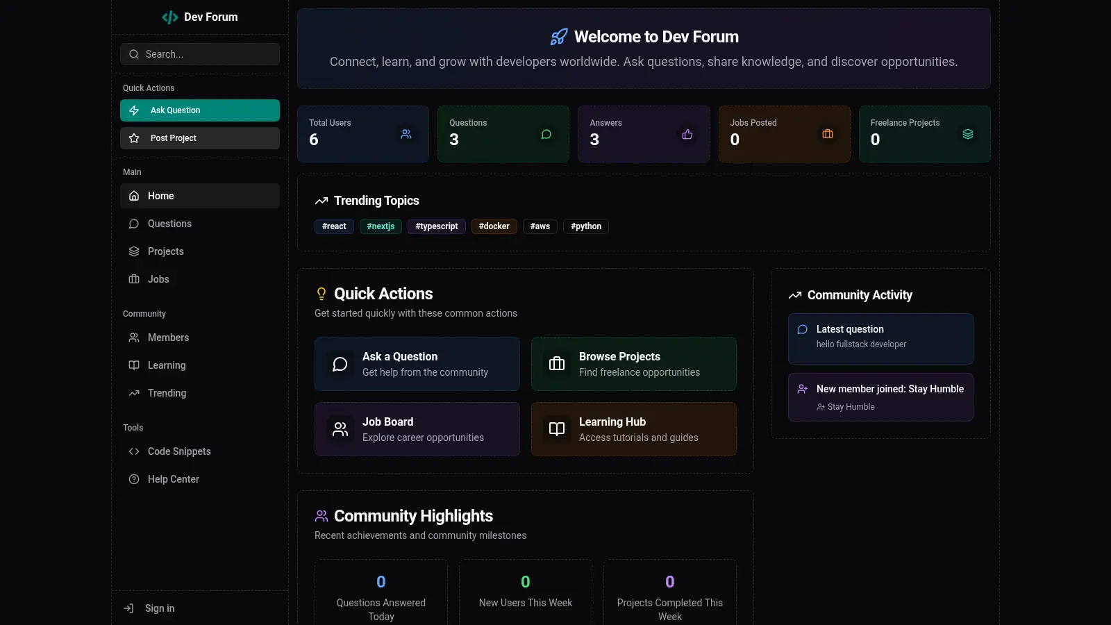 Dev Forum screenshot