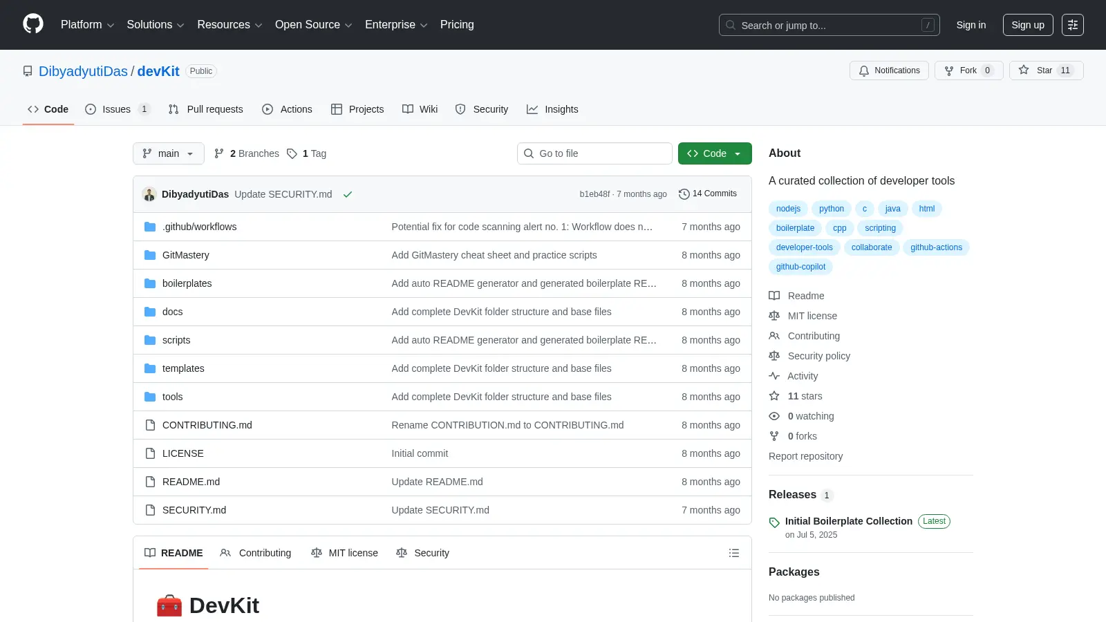 Devkit screenshot