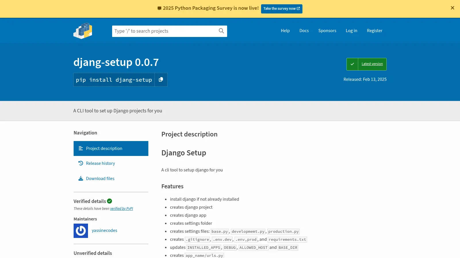 Djang Setup screenshot