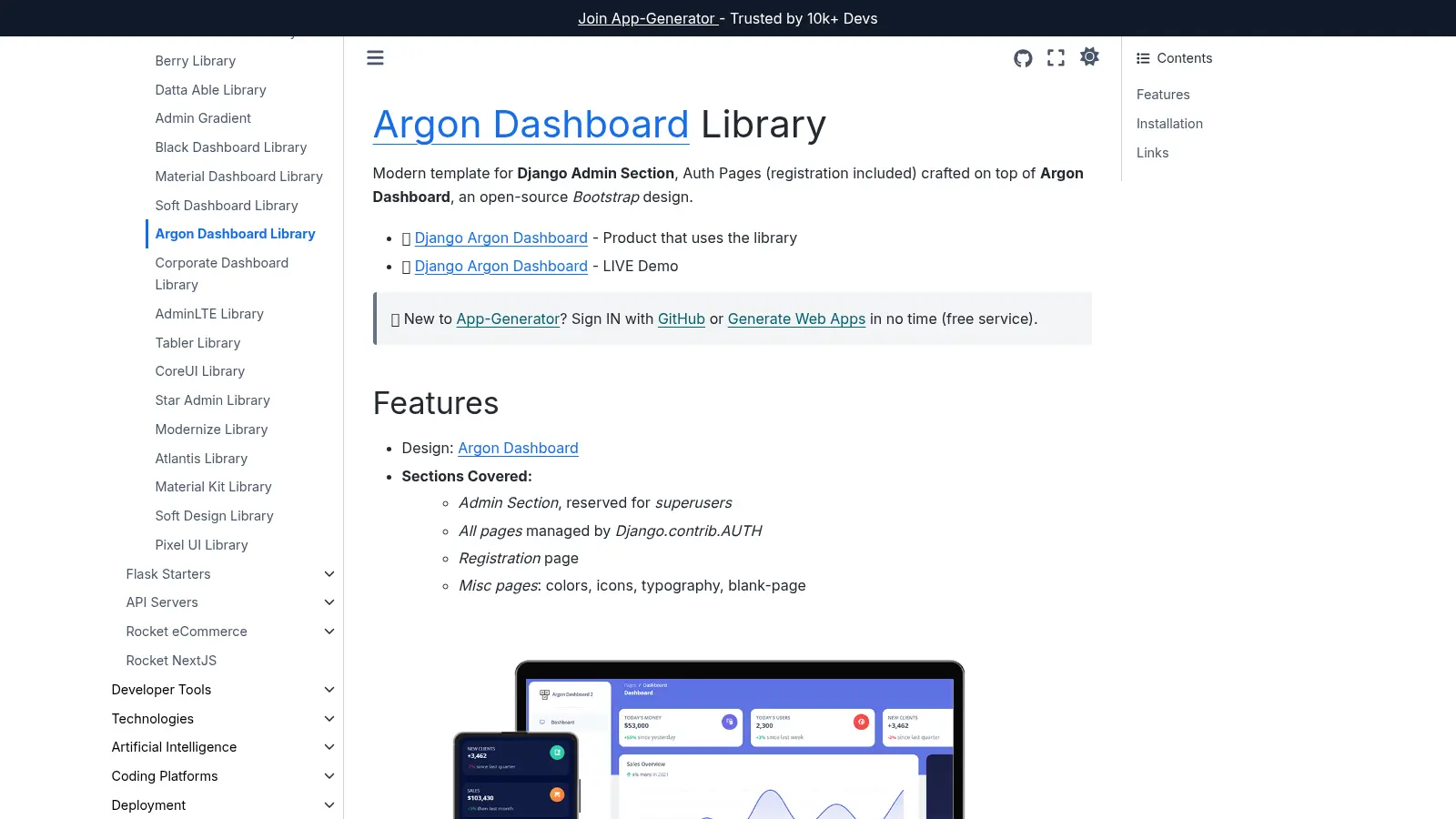 Django Admin Argon Dashboard screenshot