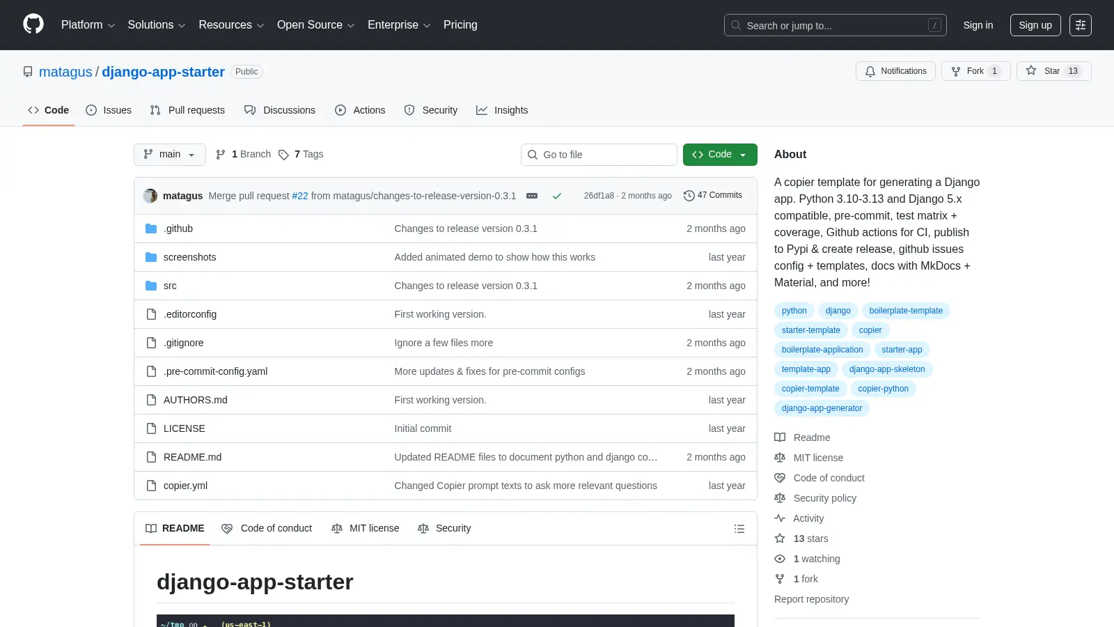 Django App Starter screenshot