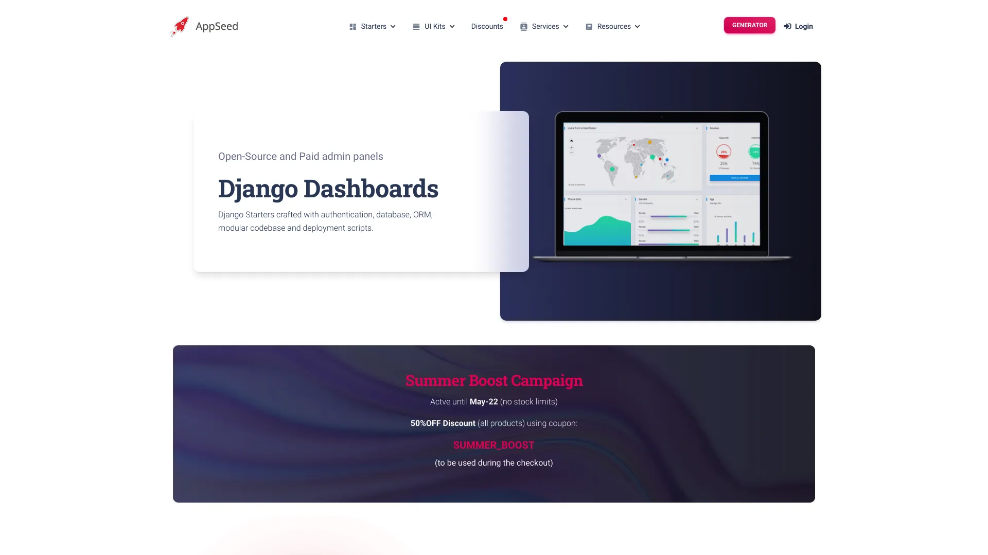 Django Dashboards screenshot