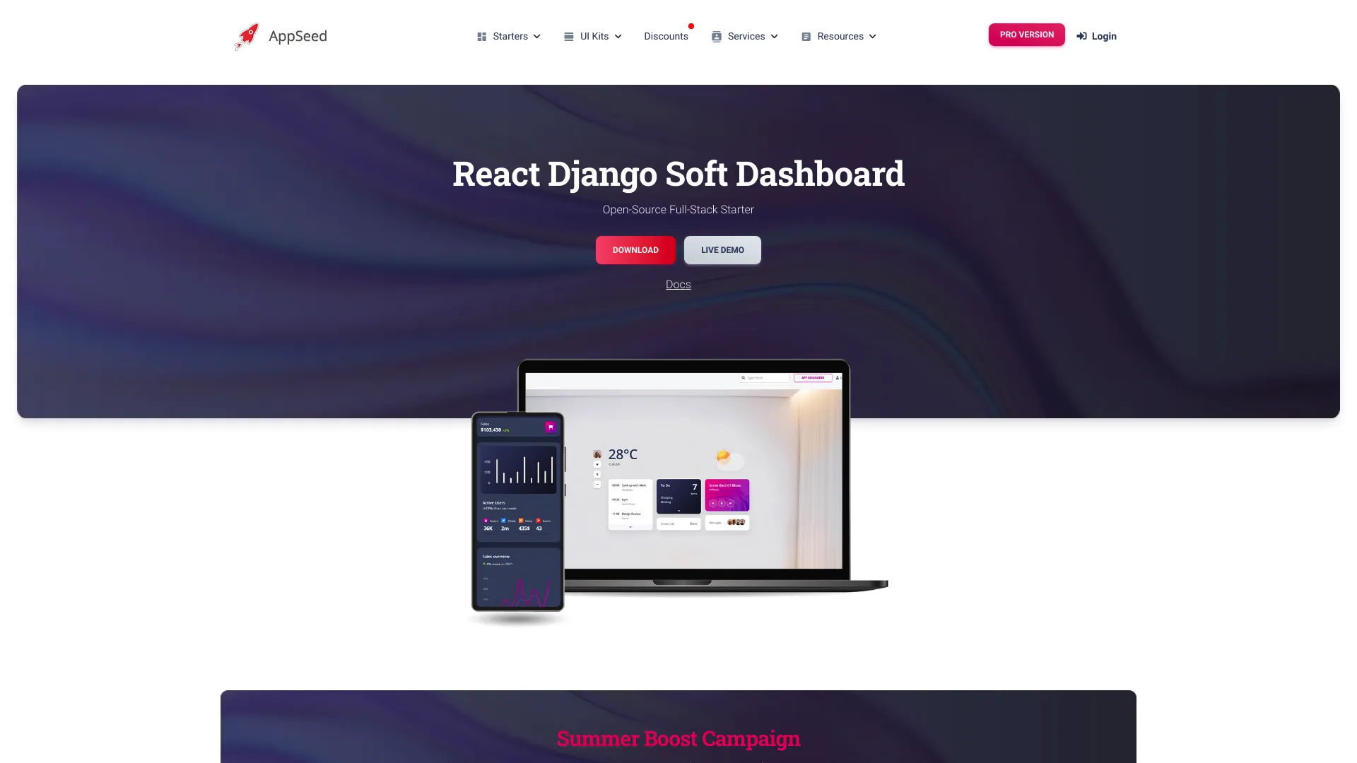 Django React Soft Dashboard screenshot