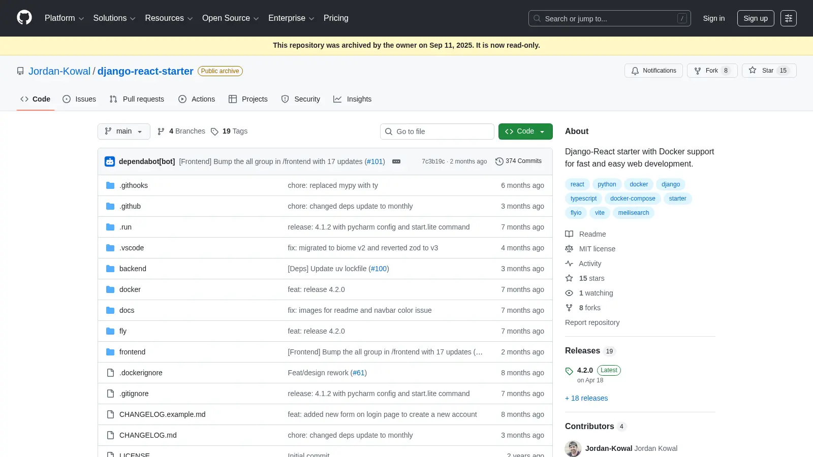 Django React Starter screenshot