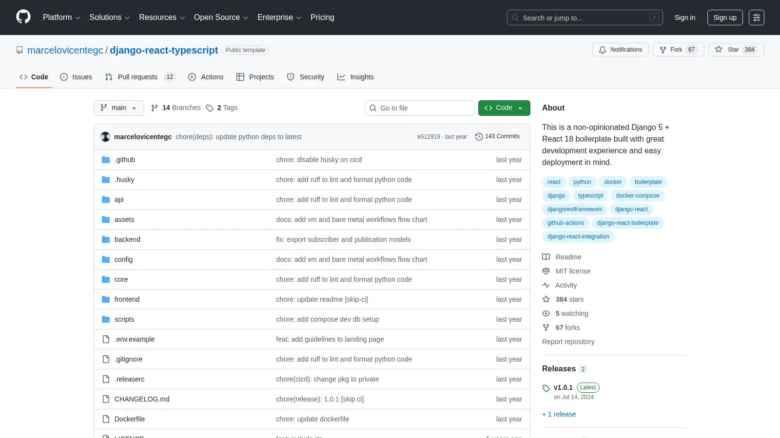 Django React Typescript screenshot