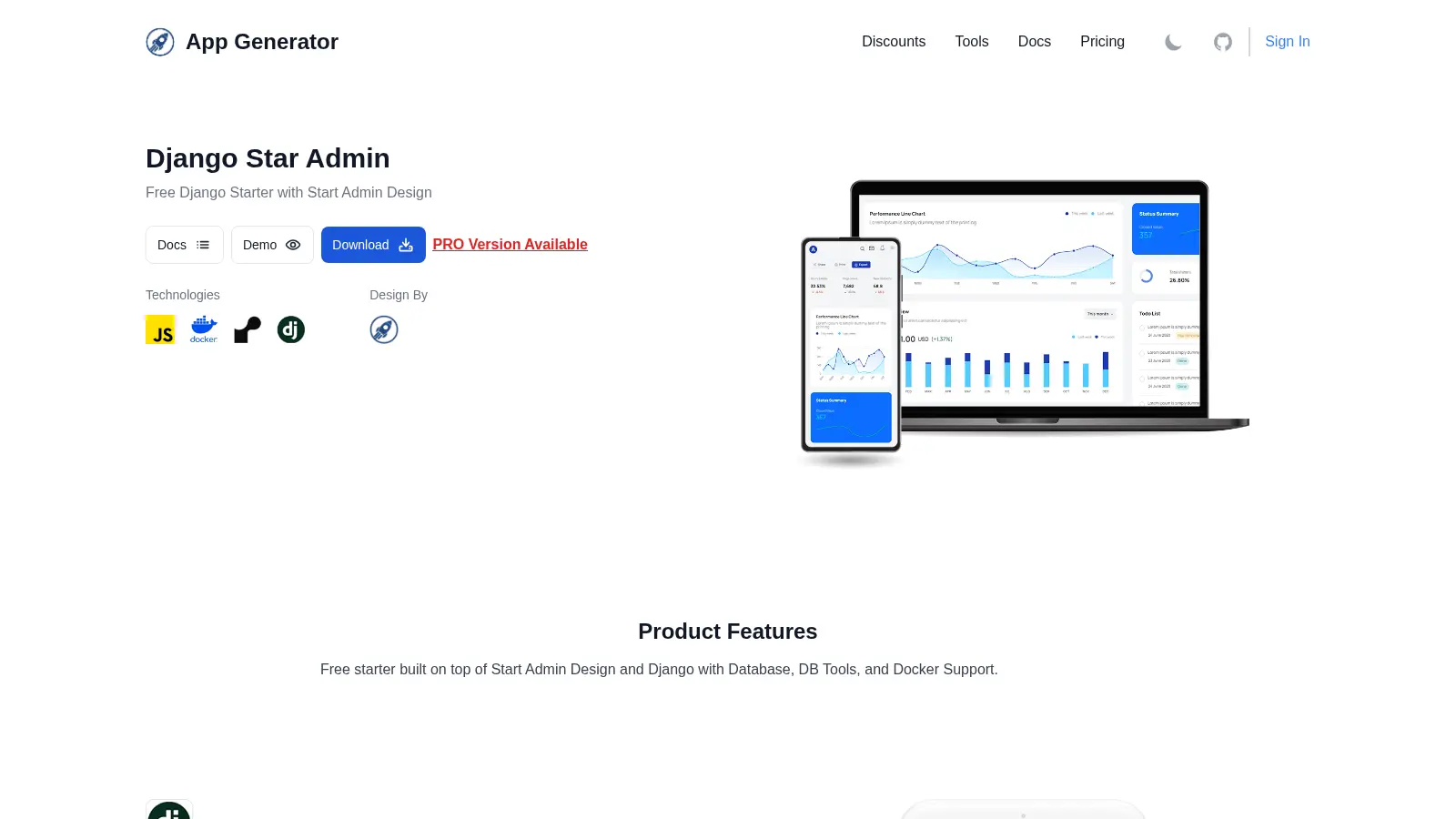 Django Star Admin screenshot