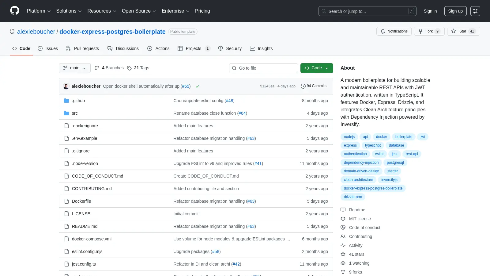 Docker Express Postgres Boilerplate screenshot
