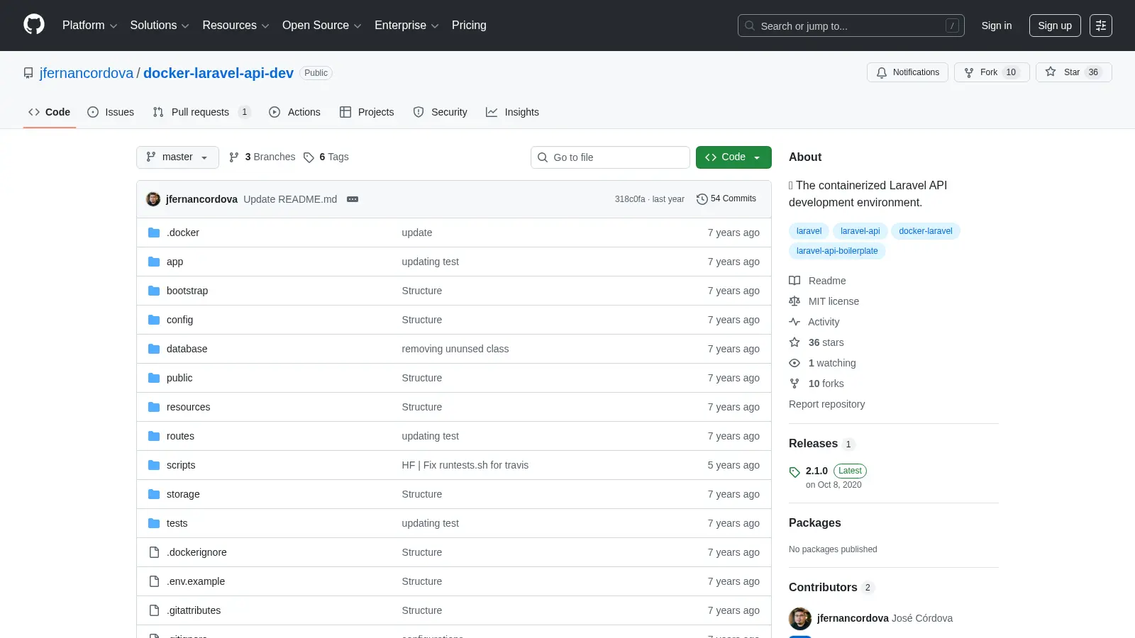 Docker Laravel Api Dev screenshot
