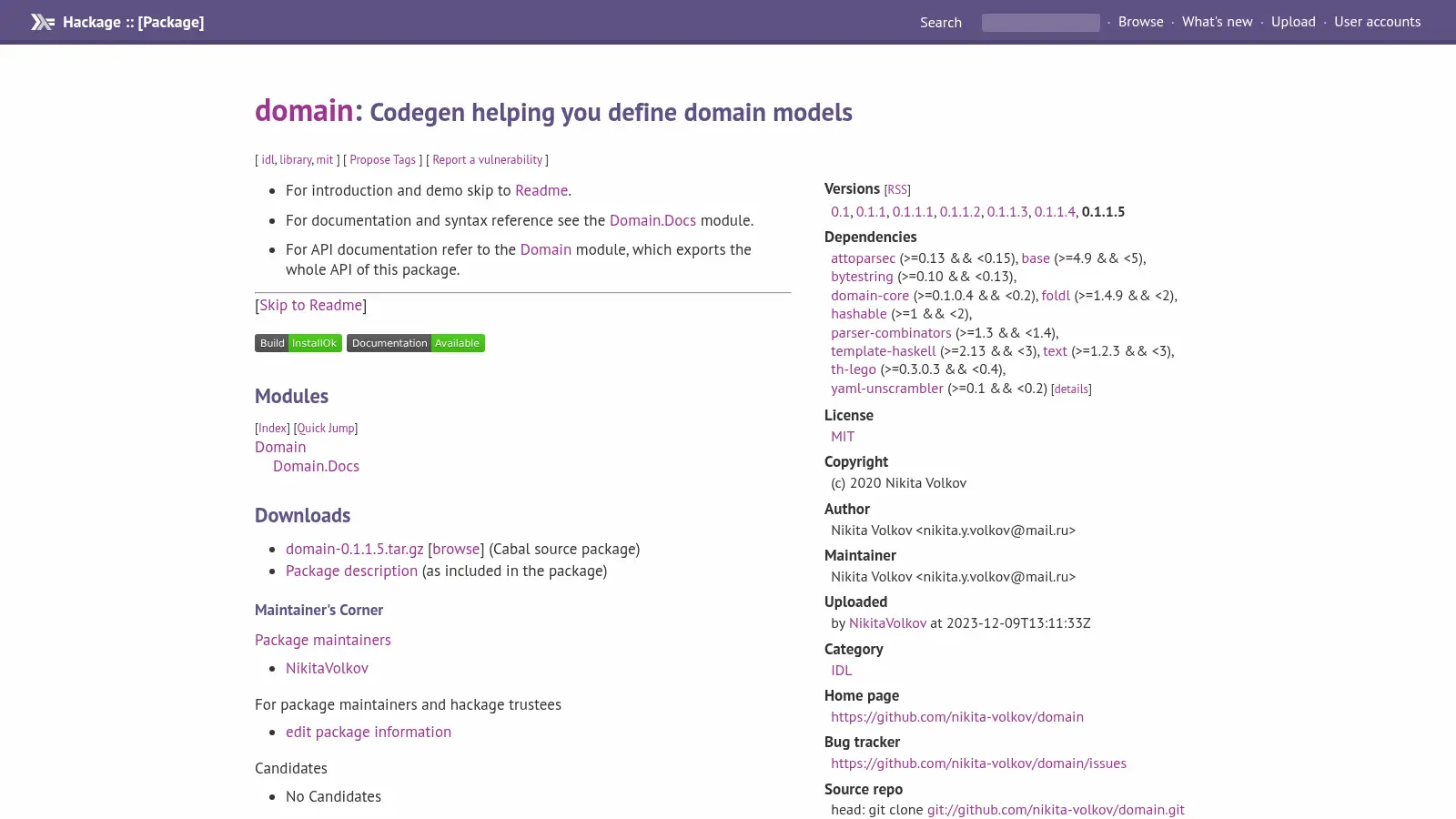 Domain screenshot