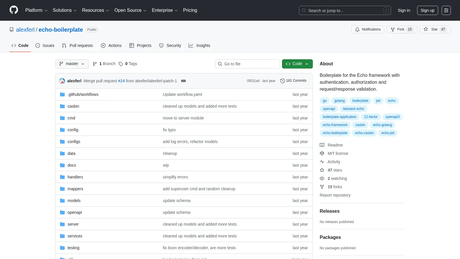 Echo Boilerplate screenshot
