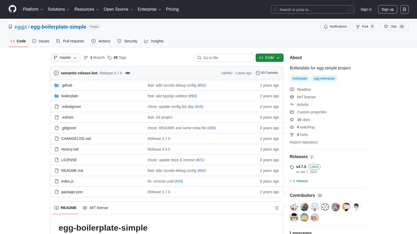 Egg Boilerplate Simple screenshot